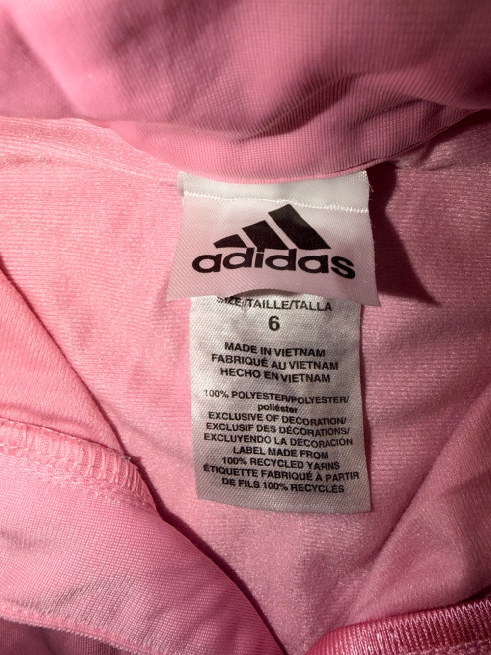 Adidas Pink Track Jacket Girls Size 6 Full Zip - Picture 3 of 3